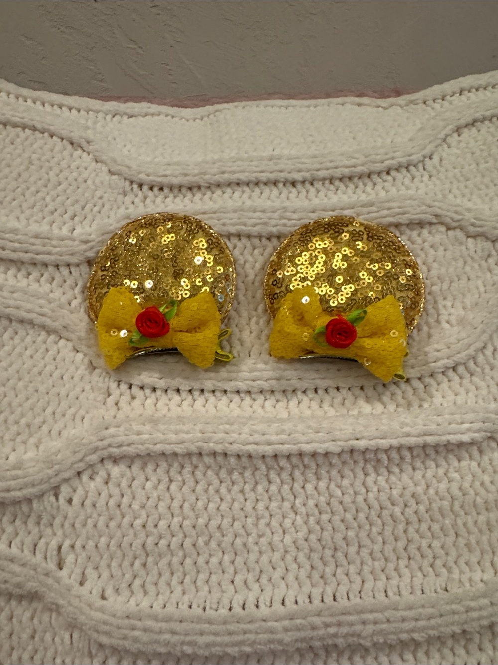 BELLE Gold Sequin Minnie ear Kids Hair Clips